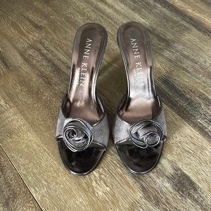 Anne Klein silver sandals.